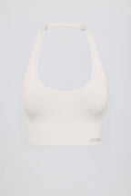 Chic Define Luxe Halterneck Sports Bra in White