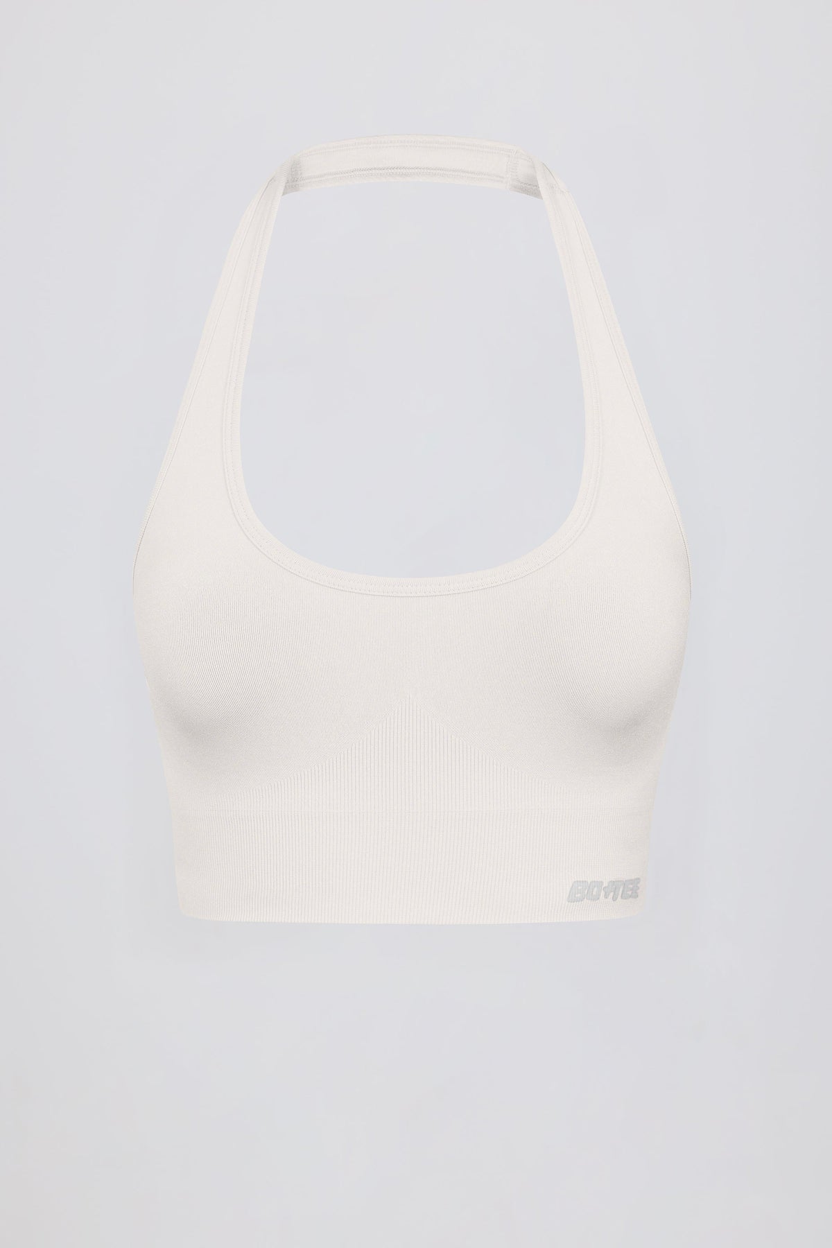 Chic Define Luxe Halterneck Sports Bra in White