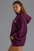 Chic Cotton Fleece Appliqué Oversized Hoodie in Grape