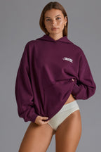 Chic Cotton Fleece Appliqué Oversized Hoodie in Grape