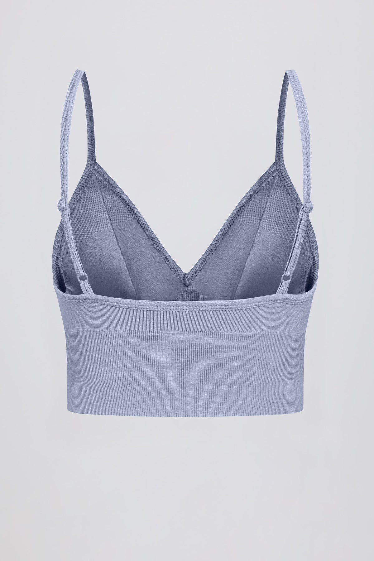 Chic Define Luxe V-Neck Sports Bra in Blue Grey