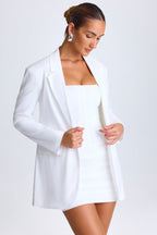 Chic Oversized Single-Breasted Blazer in White
