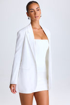 Chic Oversized Single-Breasted Blazer in White