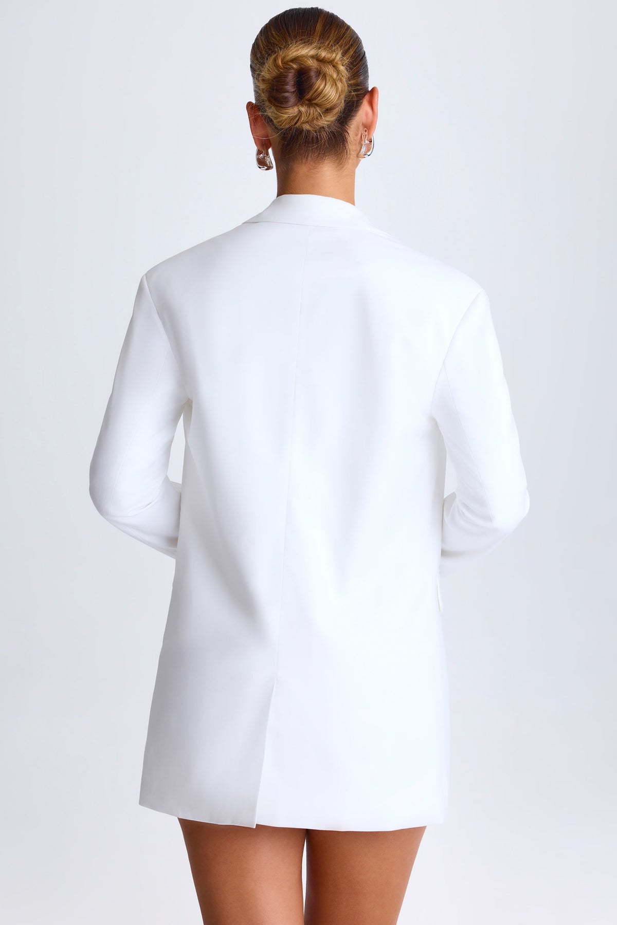 Chic Oversized Single-Breasted Blazer in White