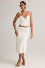 Chic Modal V-Neck Ruched Camisole Top in White