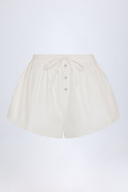 Chic Tie-Front Cotton-Poplin Shorts in White