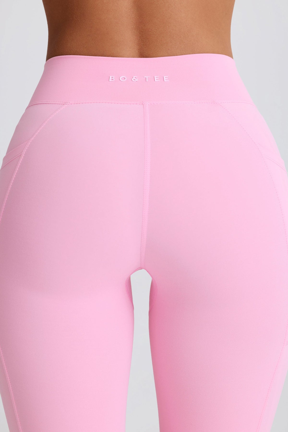 Chic Soft Active V-Waist Pocket Flared Leggings in Baby Pink