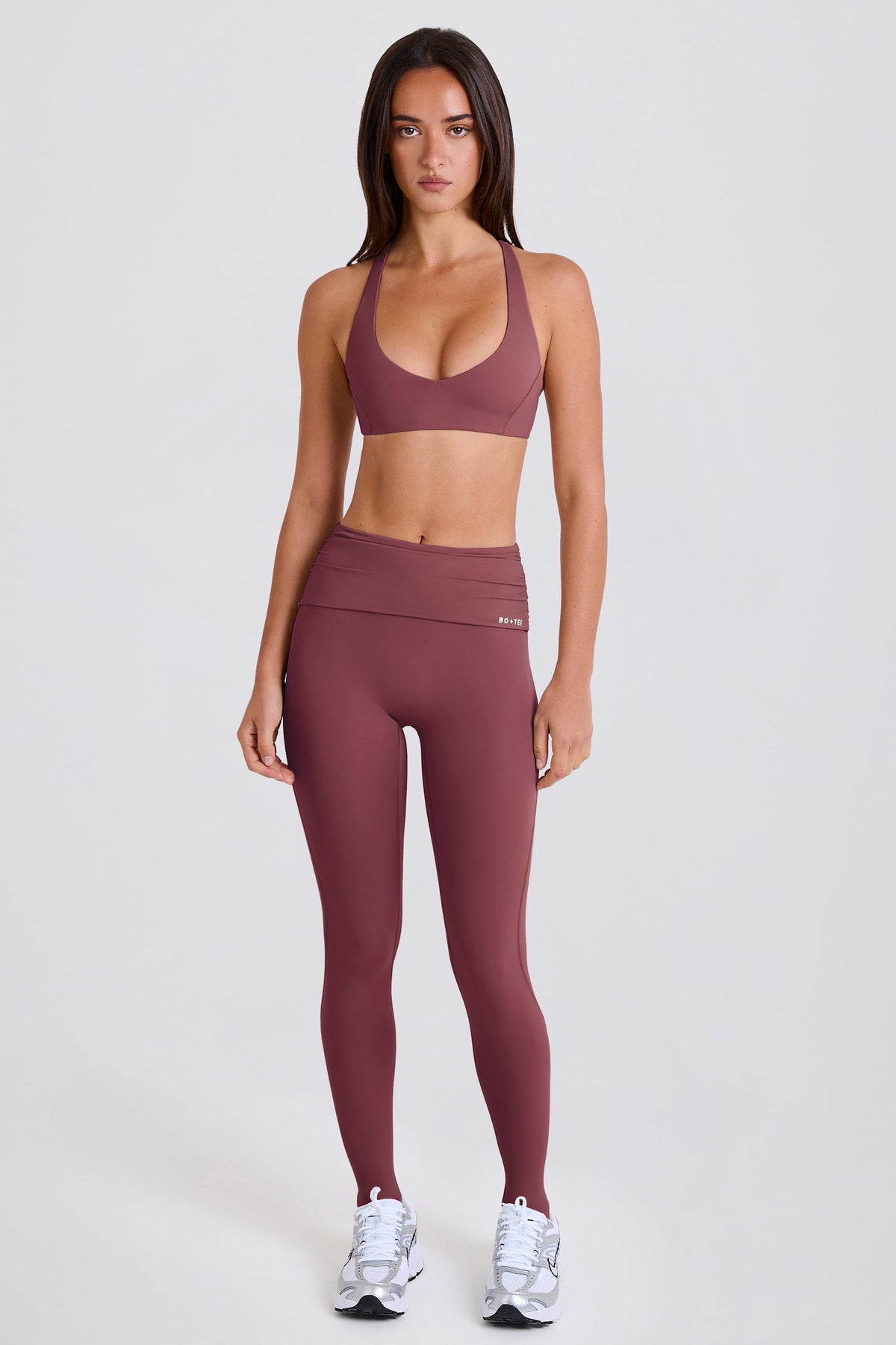 Chic Foldover Mid-Rise Stirrup Leggings in Acai