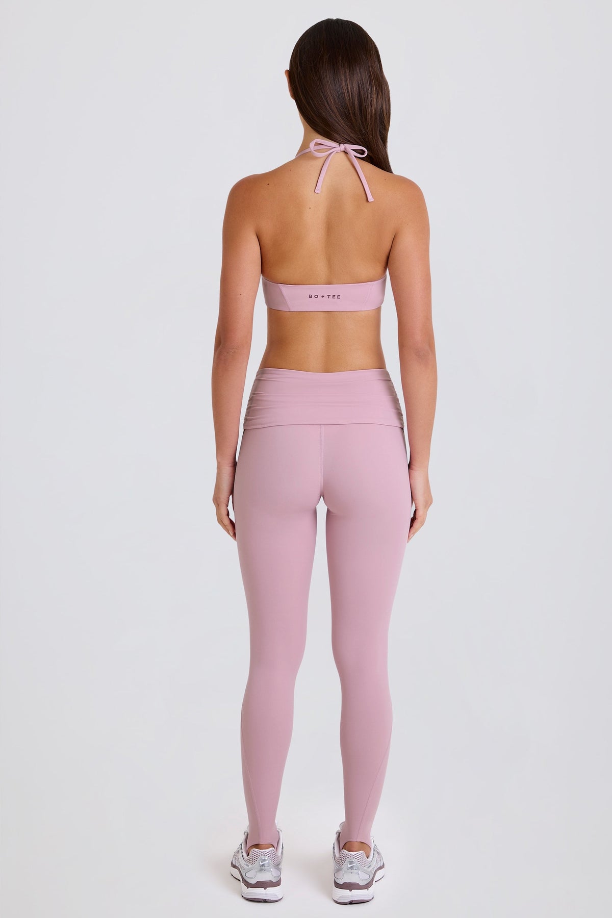 Chic Foldover Mid-Rise Stirrup Leggings in Mauve