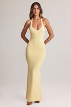 Chic Modal Halterneck Maxi Dress in Lemon Sherbet