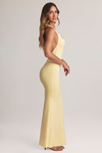 Chic Modal Halterneck Maxi Dress in Lemon Sherbet