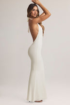 Chic Modal Halterneck Maxi Dress in White