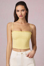 Chic Modal Broderie Anglaise Camisole Top in Lemon Yellow
