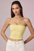 Chic Modal Broderie Anglaise Camisole Top in Lemon Yellow