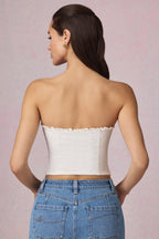 Chic Modal Broderie Anglaise Camisole Top in White