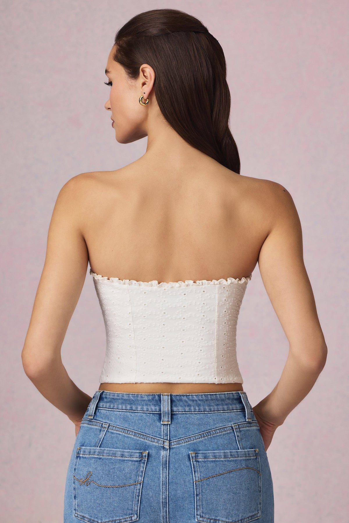 Chic Modal Broderie Anglaise Camisole Top in White