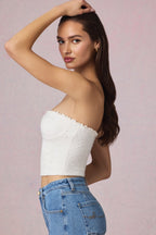 Chic Modal Broderie Anglaise Camisole Top in White