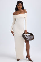 Chic Modal Off-Shoulder Open-Back Maxi Dress in Ivory