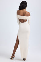 Chic Modal Off-Shoulder Open-Back Maxi Dress in Ivory