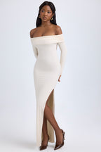 Chic Modal Off-Shoulder Open-Back Maxi Dress in Ivory