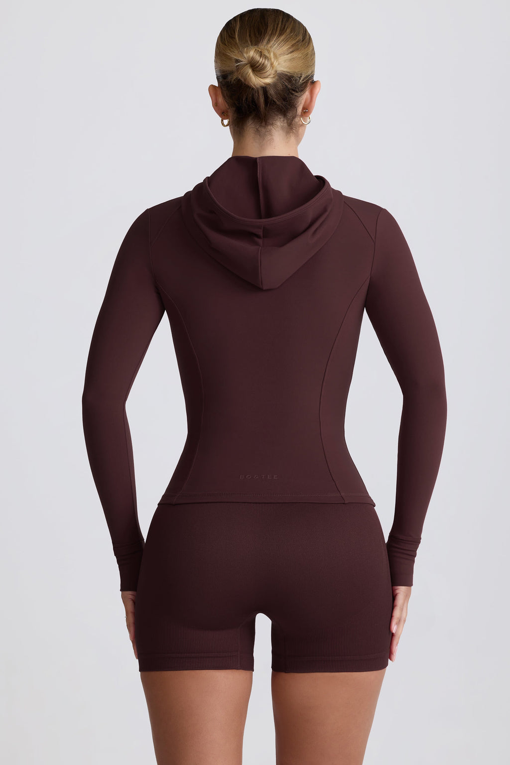 Chic Soft Active Hooded Mid-Layer Jacket in Chocolate
