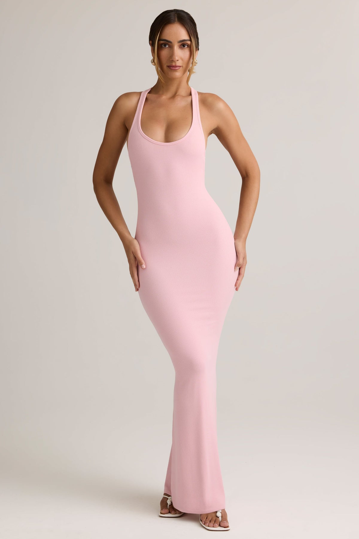 Chic Modal Racerback Maxi Dress in Candyfloss Pink