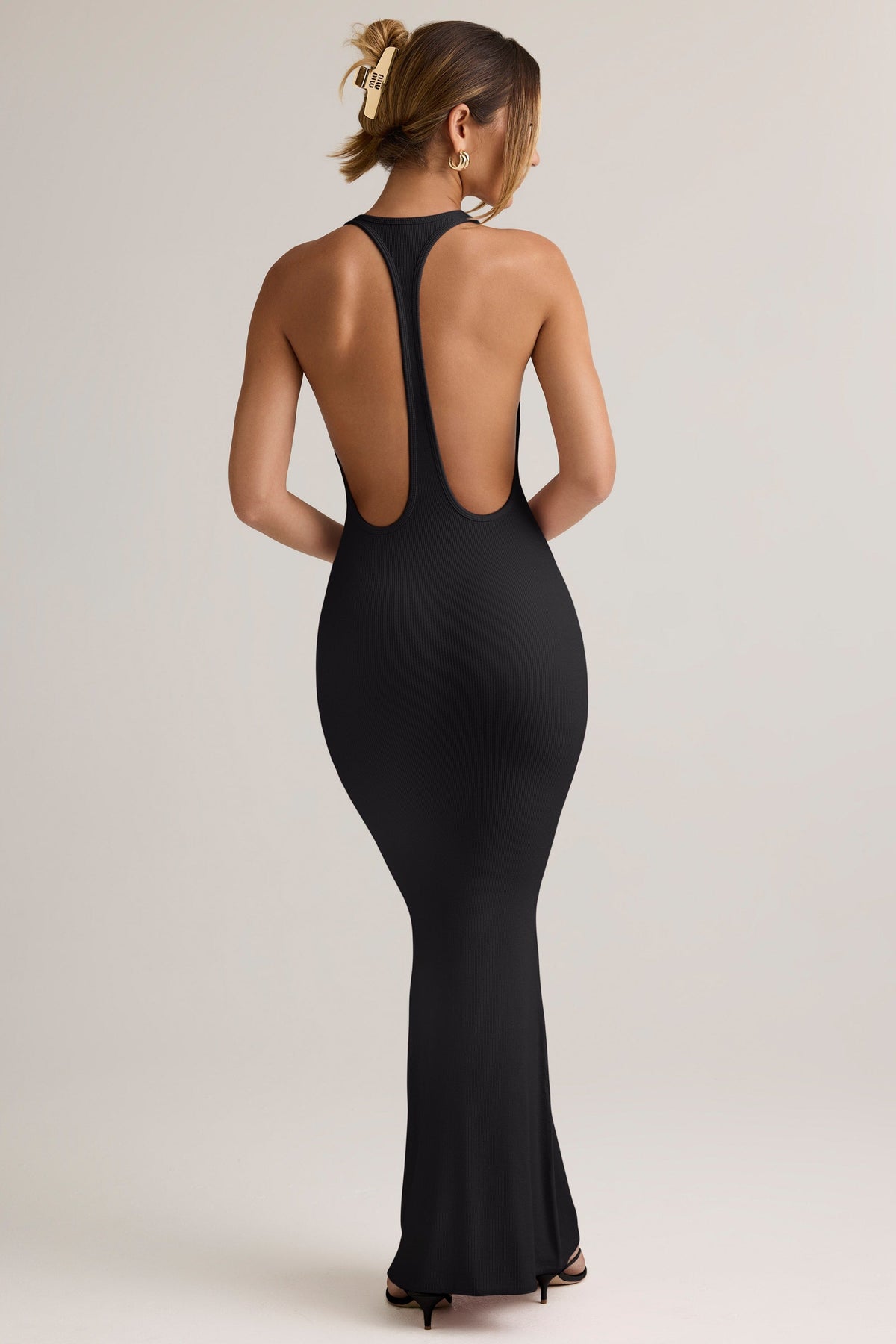 Chic Modal Racerback Maxi Dress in Black
