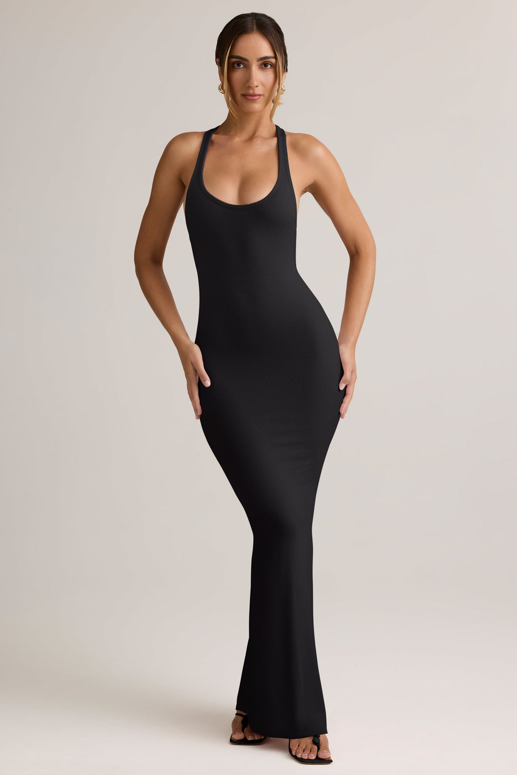 Chic Modal Racerback Maxi Dress in Black