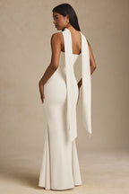 Chic Scarf-Detail Strapless Gown in Ivory