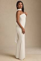 Chic Scarf-Detail Strapless Gown in Ivory