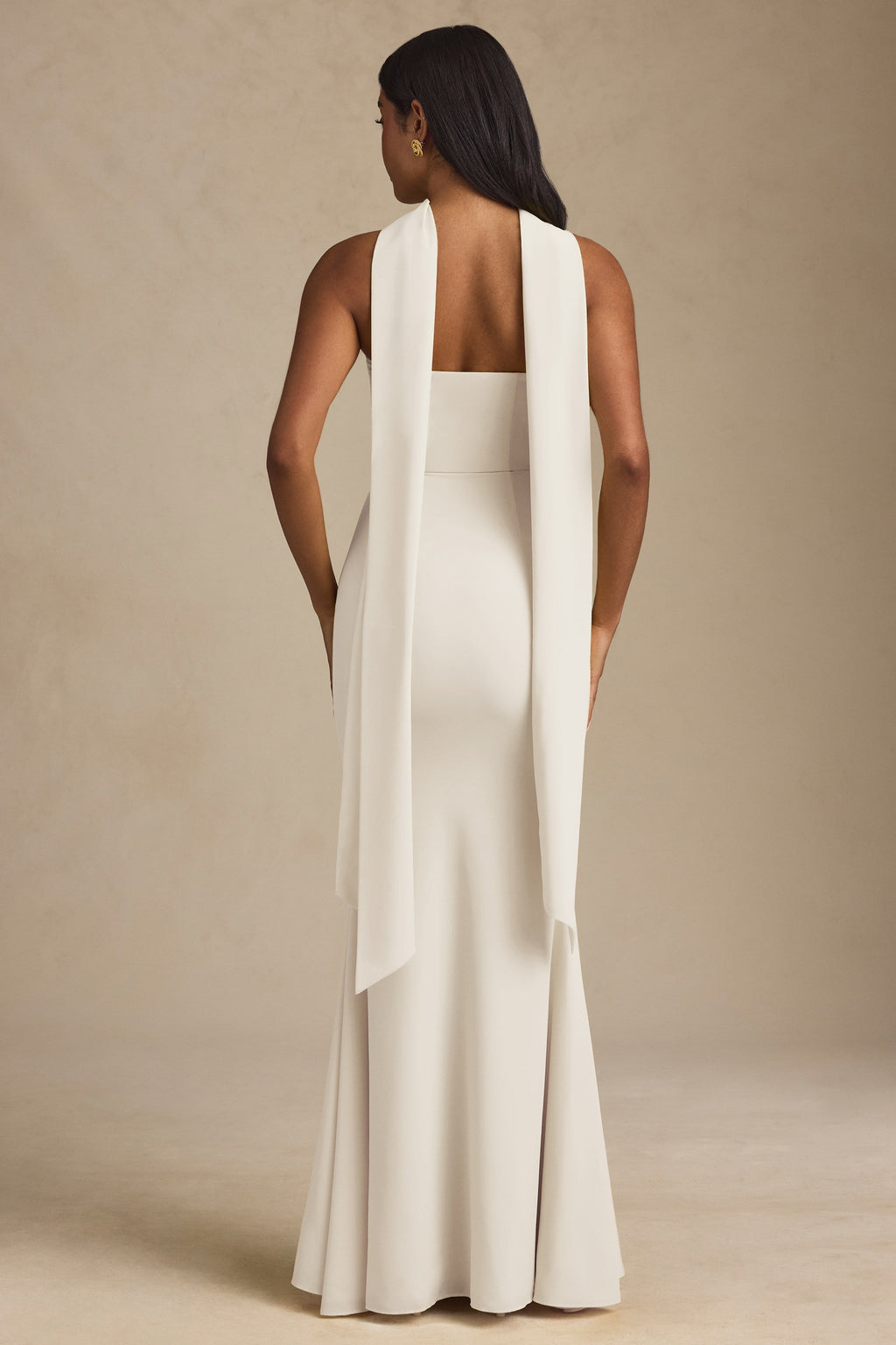 Chic Scarf-Detail Strapless Gown in Ivory