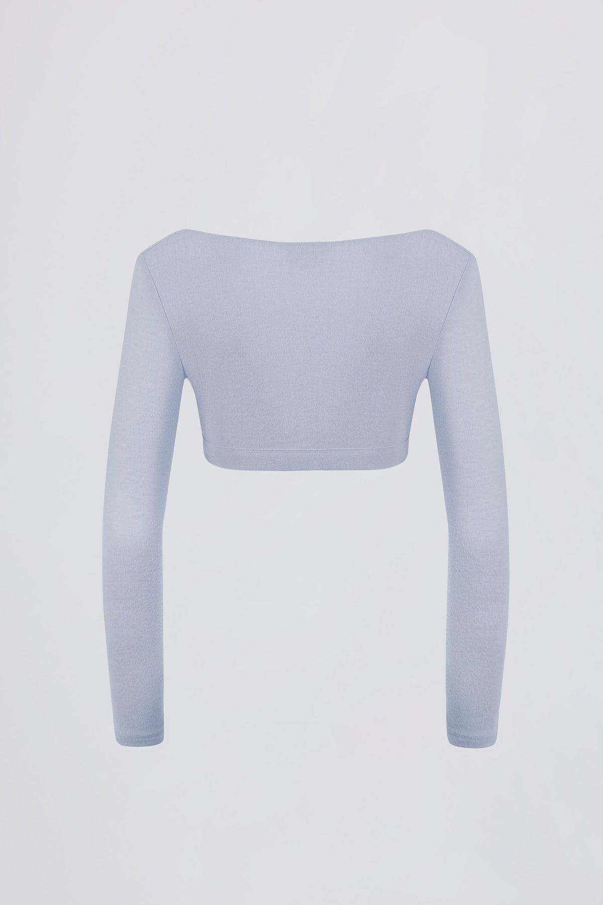 Chic Brushed Jersey V-Neck Crop Top in Soft Blue