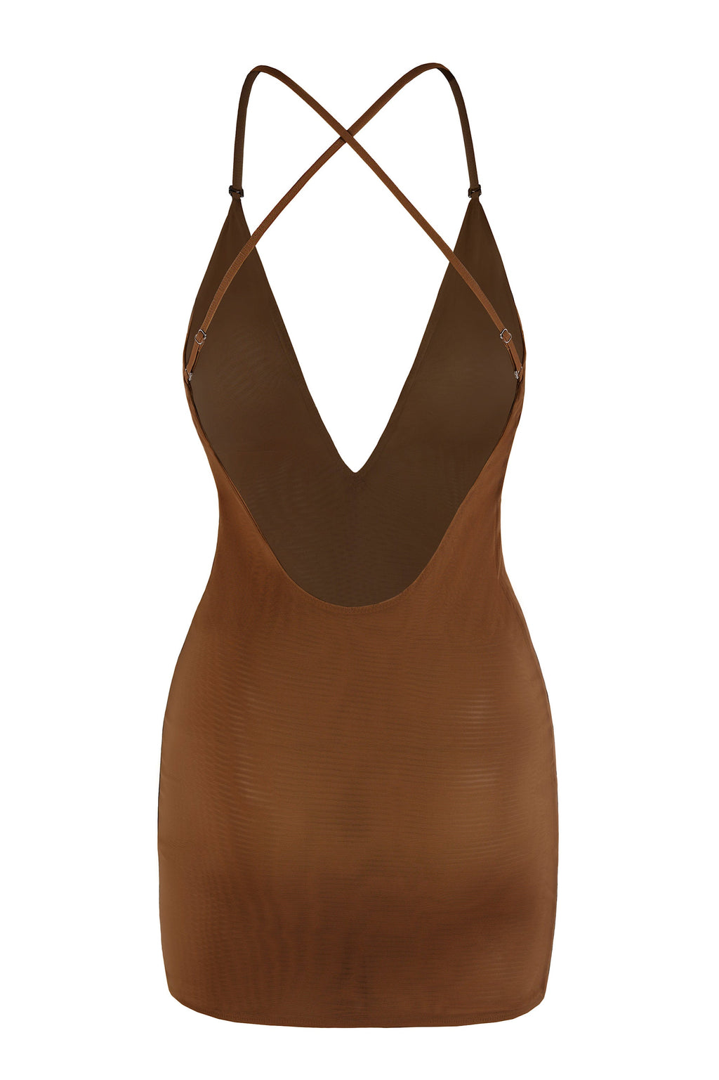 Chic Intimates Soft Mesh Multiway Mini Dress in Chestnut