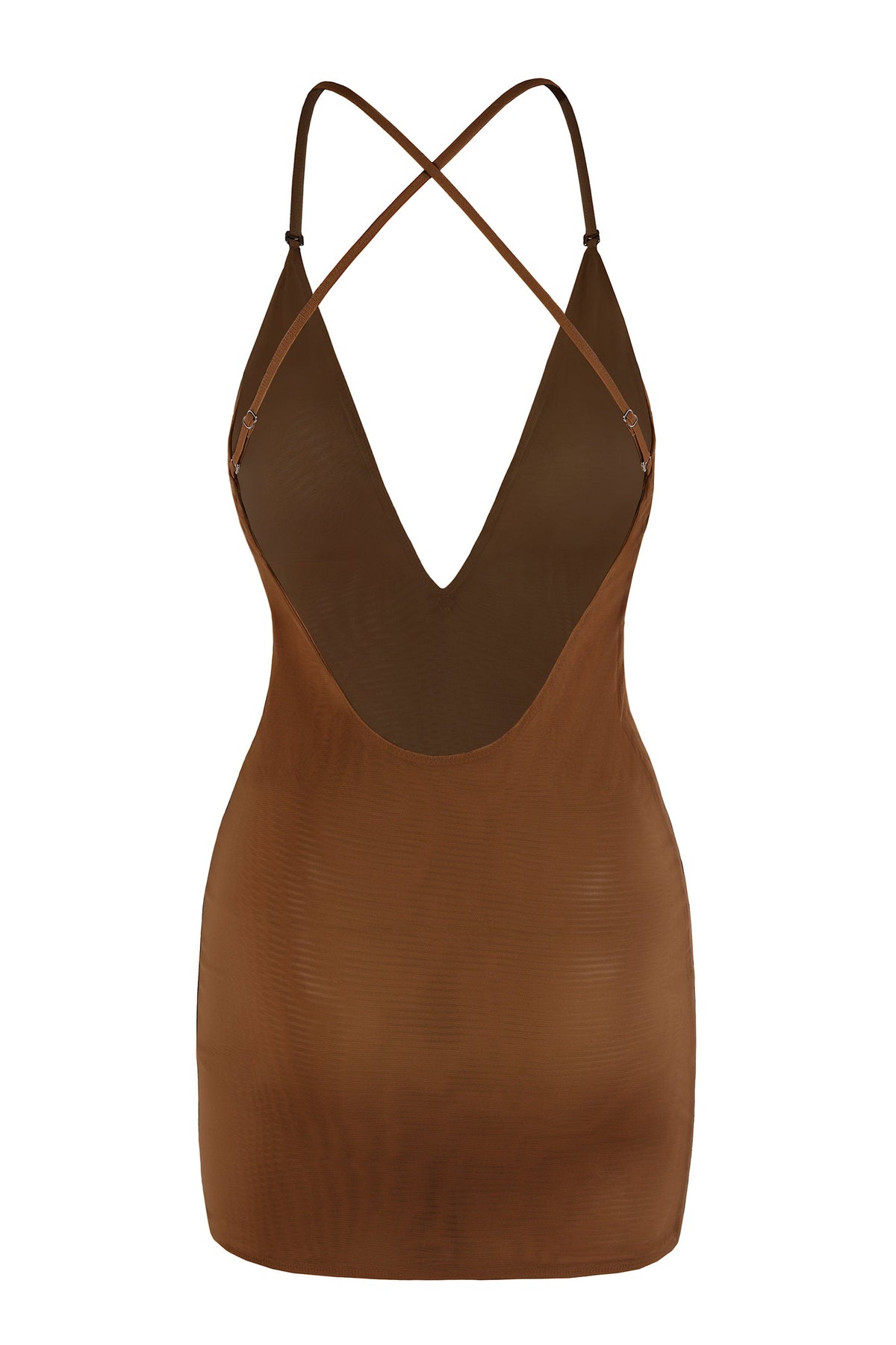Chic Intimates Soft Mesh Multiway Mini Dress in Chestnut