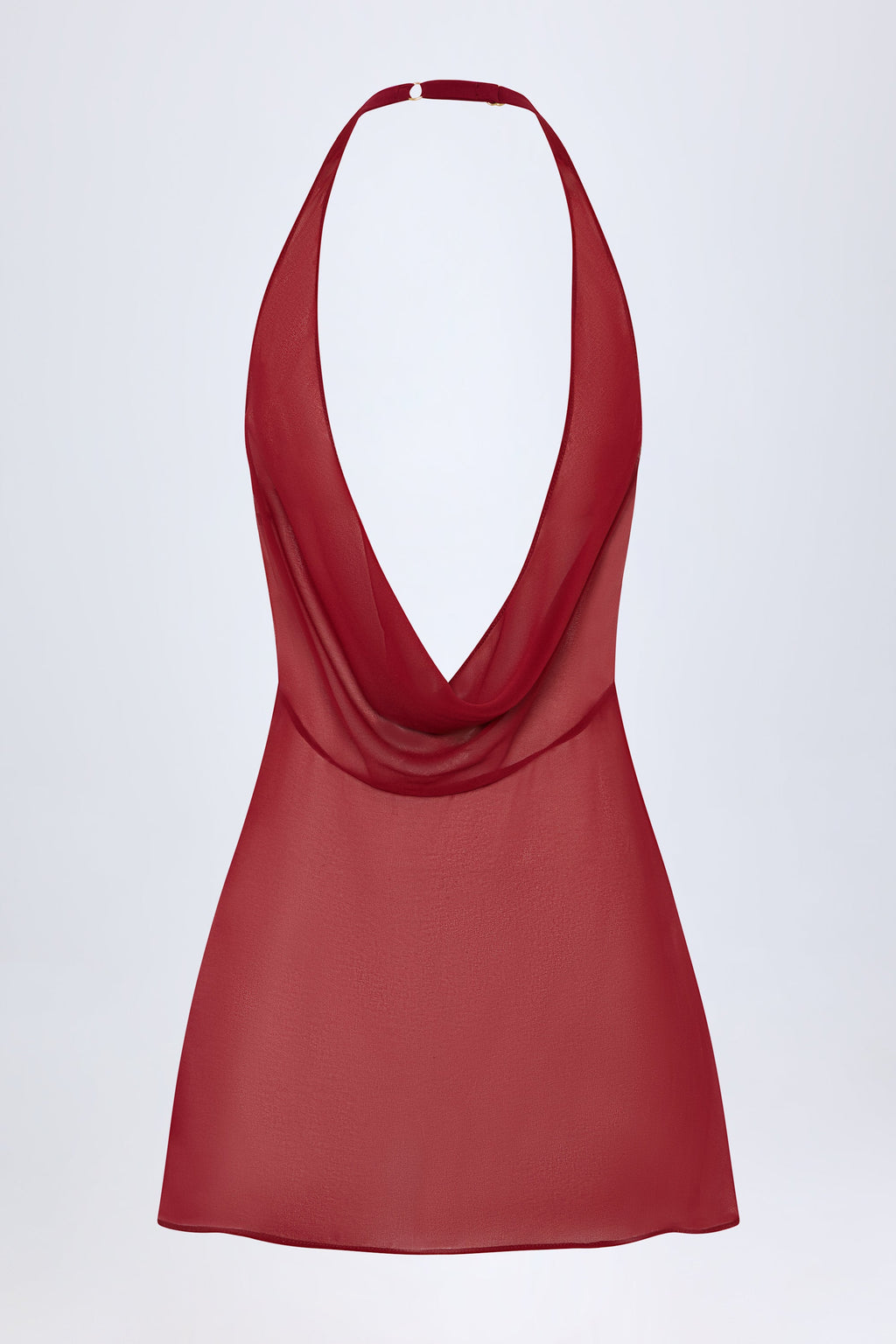 Chic Cowl-Neck Backless Mini Dress in Dark Cherry