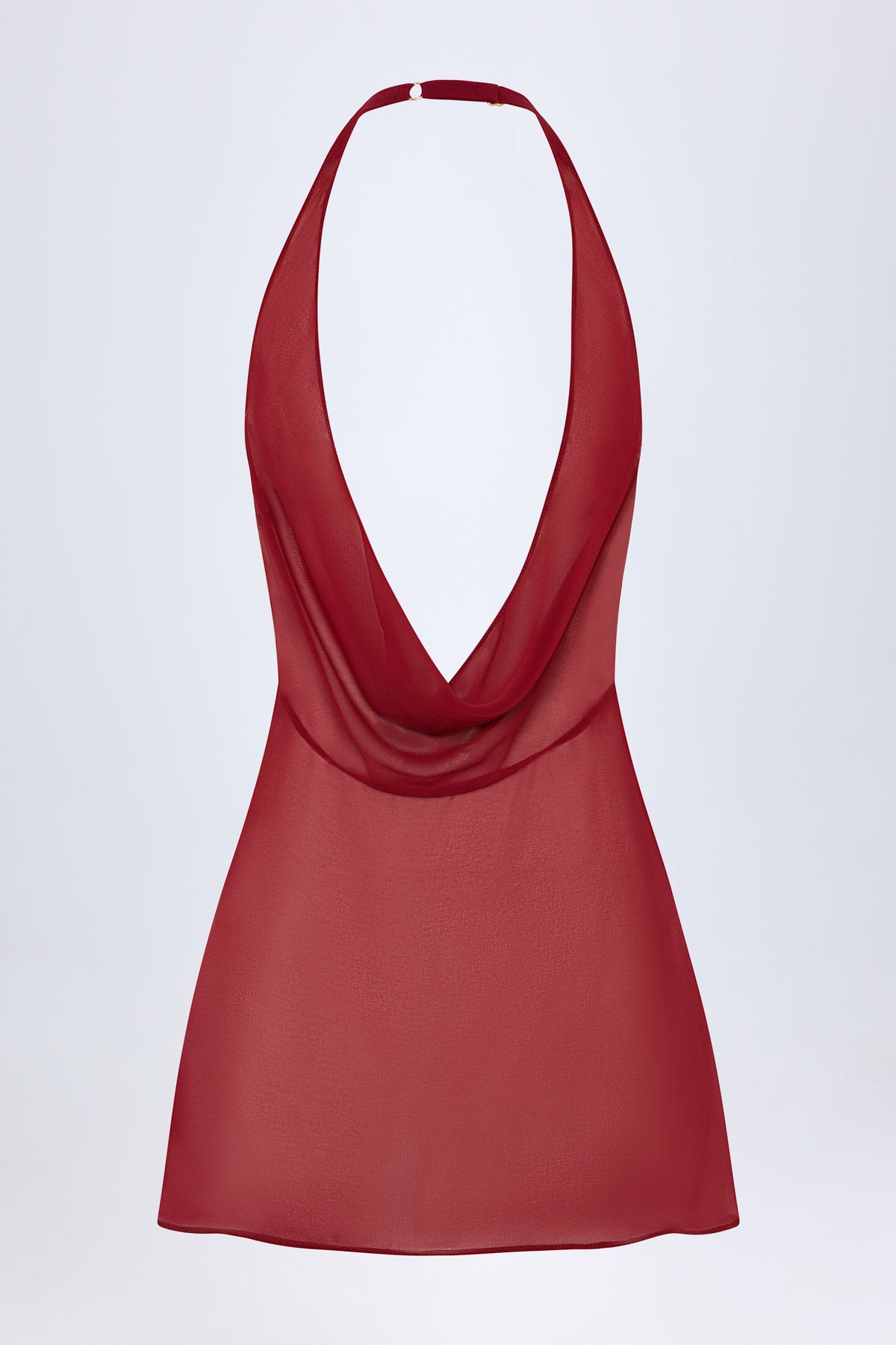 Chic Cowl-Neck Backless Mini Dress in Dark Cherry