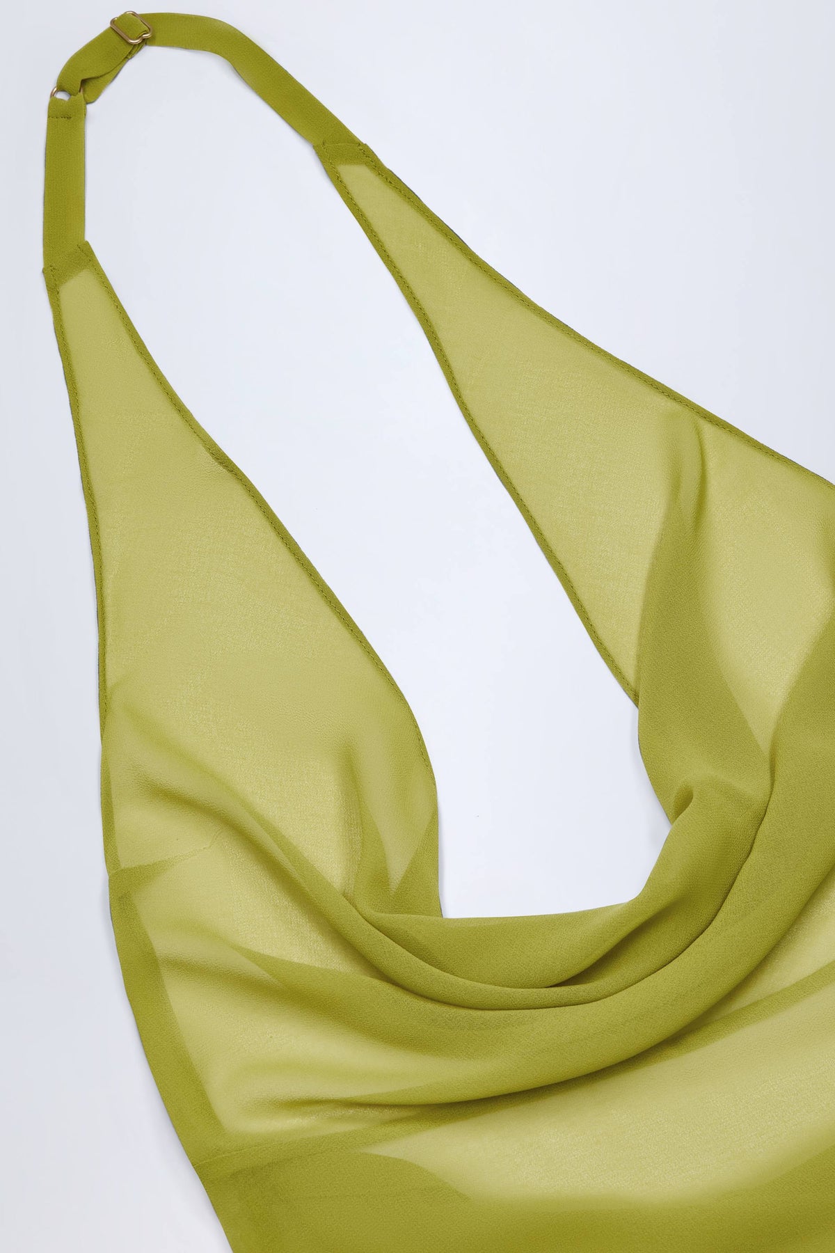 Chic Cowl-Neck Backless Mini Dress in Olive Green
