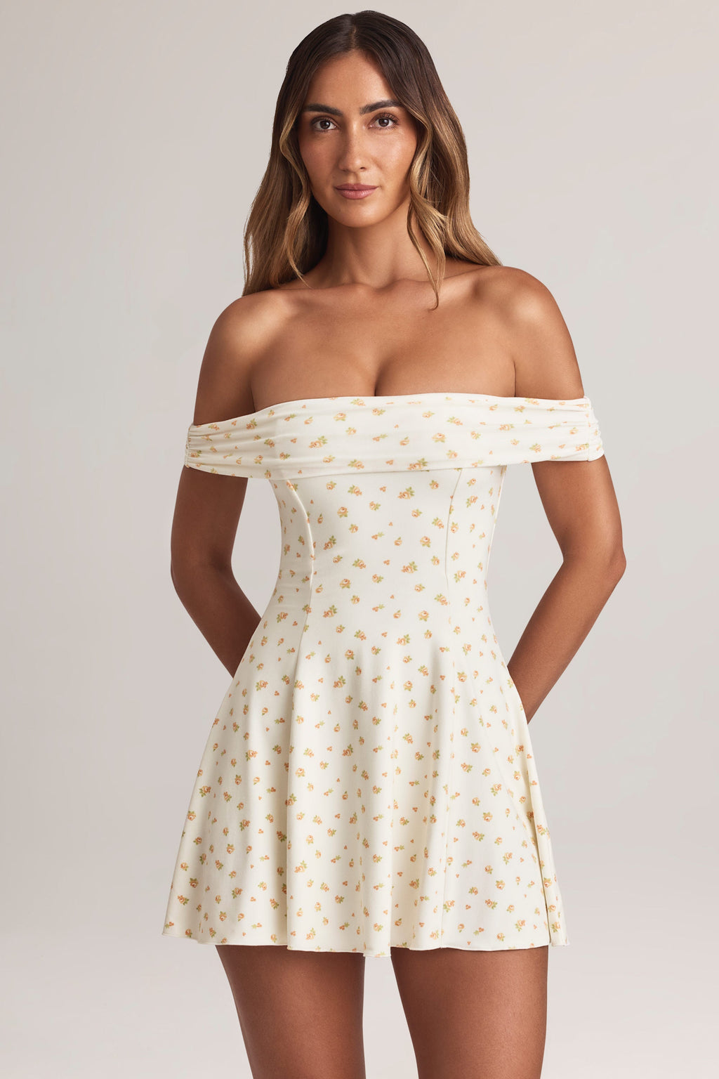 Chic Modal Off-Shoulder A-Line Mini Dress in Floral Print