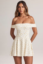 Chic Modal Off-Shoulder A-Line Mini Dress in Floral Print