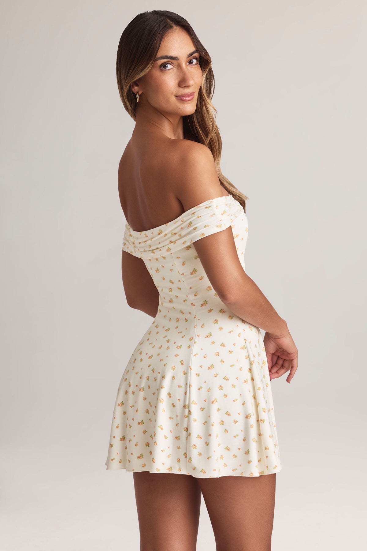 Chic Modal Off-Shoulder A-Line Mini Dress in Floral Print