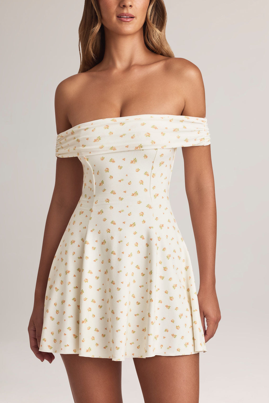 Chic Modal Off-Shoulder A-Line Mini Dress in Floral Print