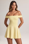 Chic Modal Off-Shoulder A-Line Mini Dress in Lemon Sherbet