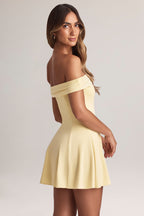 Chic Modal Off-Shoulder A-Line Mini Dress in Lemon Sherbet