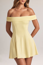 Chic Modal Off-Shoulder A-Line Mini Dress in Lemon Sherbet