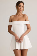 Chic Modal Off-Shoulder A-Line Mini Dress in White
