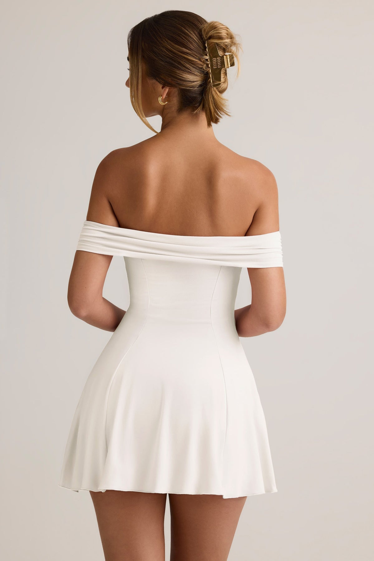 Chic Modal Off-Shoulder A-Line Mini Dress in White