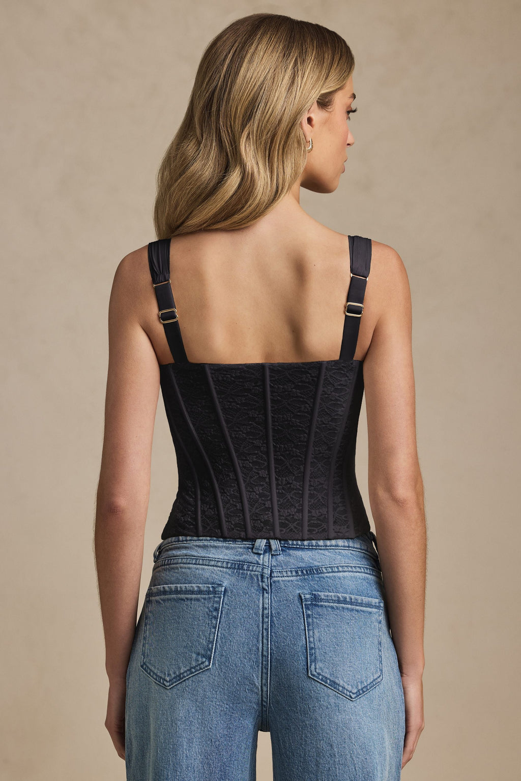 Chic Underwired Lace Corset Top in Black