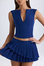 Chic Open-Front Crop Top in True Navy