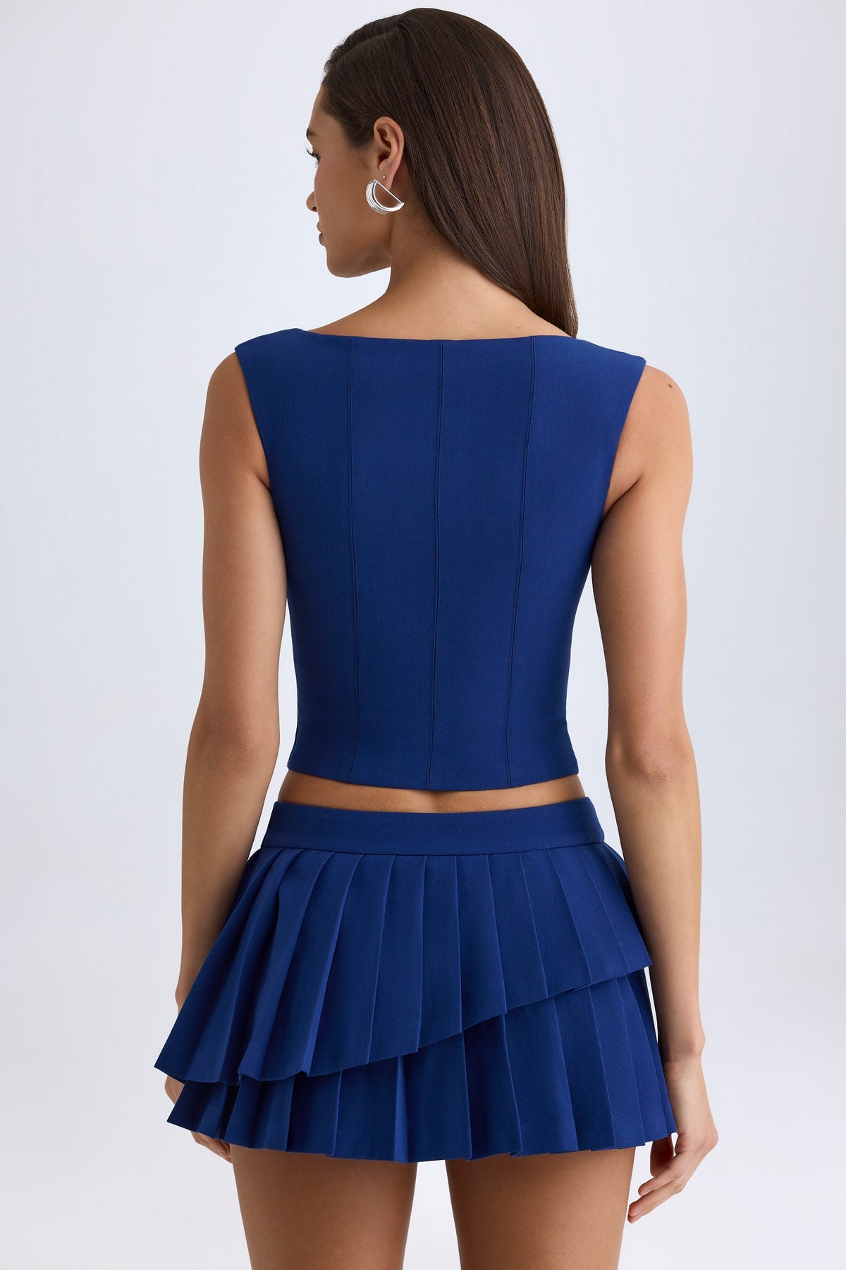 Chic Open-Front Crop Top in True Navy