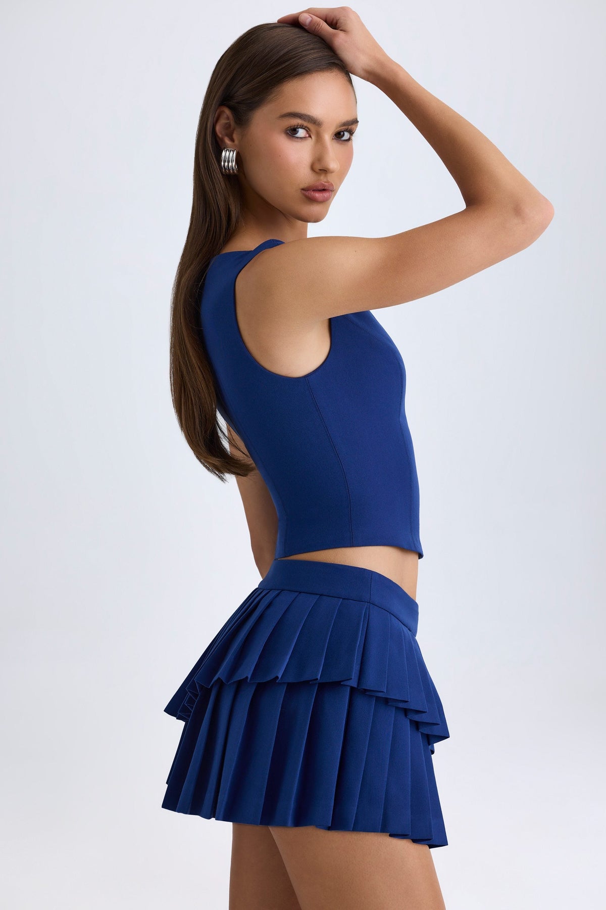 Chic Open-Front Crop Top in True Navy